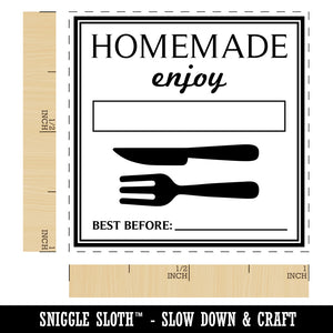 Homemade Enjoy with Fork Knife Food Baked Goods Self-Inking Rubber Stamp Ink Stamper