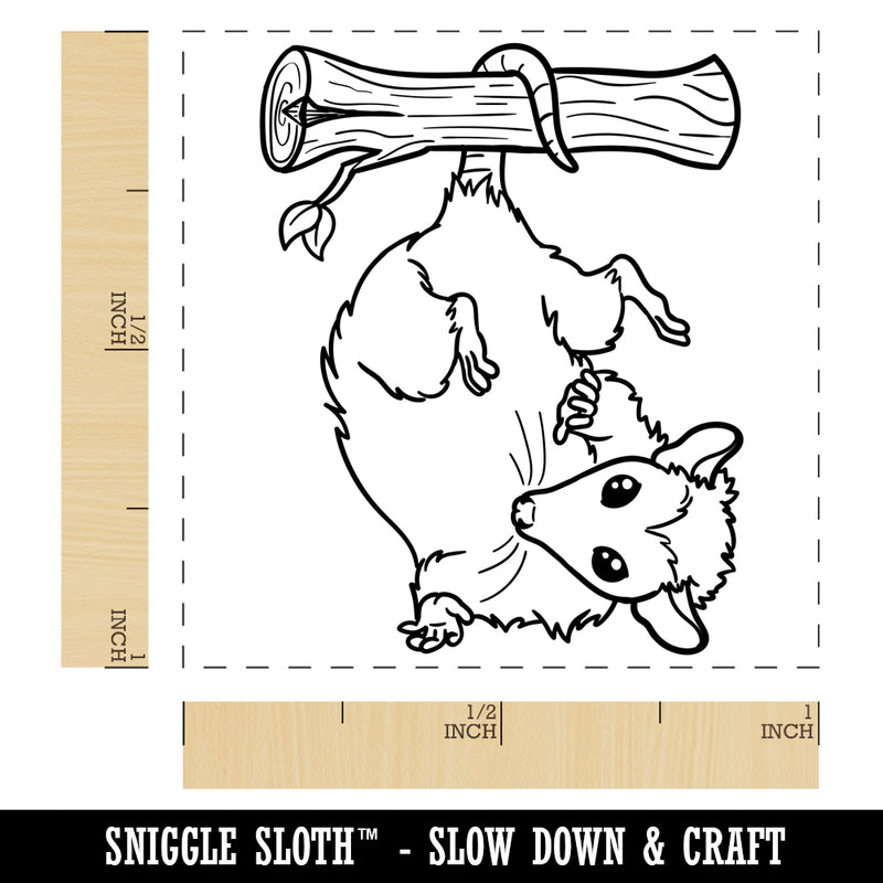 Opossum Hanging from Tail Self-Inking Rubber Stamp Ink Stamper