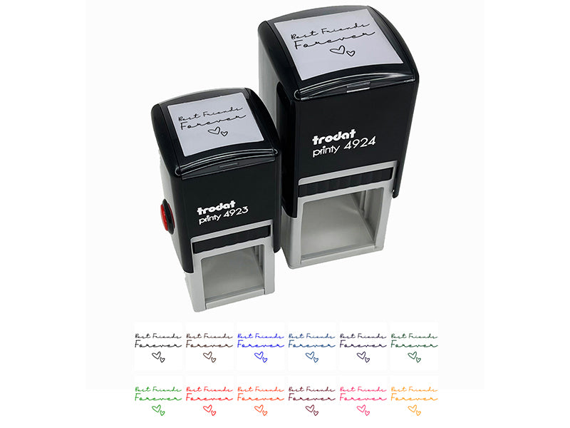 Best Friends Forever Script with Hearts Self-Inking Rubber Stamp Ink Stamper