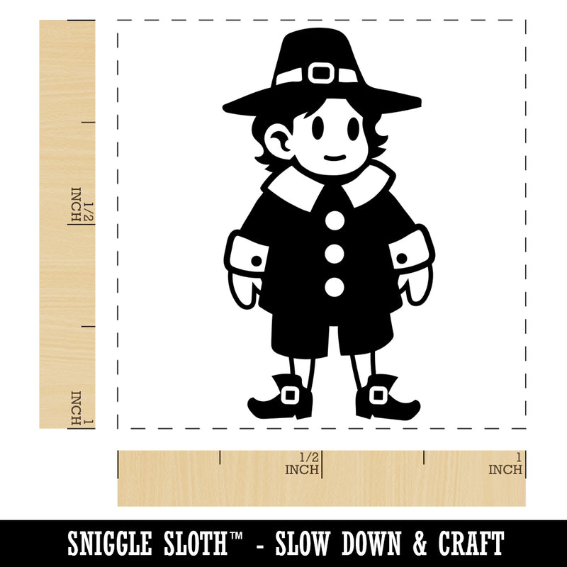 Cute Thanksgiving Pilgrim Boy Self-Inking Rubber Stamp Ink Stamper