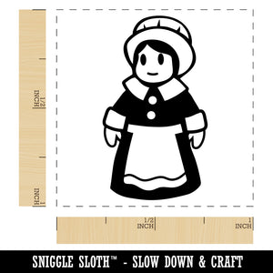 Cute Thanksgiving Pilgrim Girl Self-Inking Rubber Stamp Ink Stamper