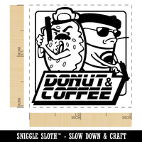 Donut and Coffee Buddy Cop Self-Inking Rubber Stamp Ink Stamper