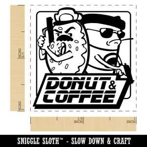 Donut and Coffee Buddy Cop Self-Inking Rubber Stamp Ink Stamper