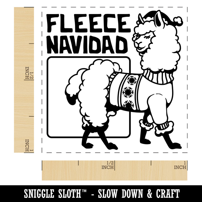 Fleece Navidad Christmas Alpaca Self-Inking Rubber Stamp Ink Stamper