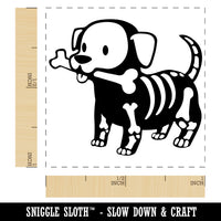 Halloween Puppy with Bone in Skeleton Costume Self-Inking Rubber Stamp Ink Stamper