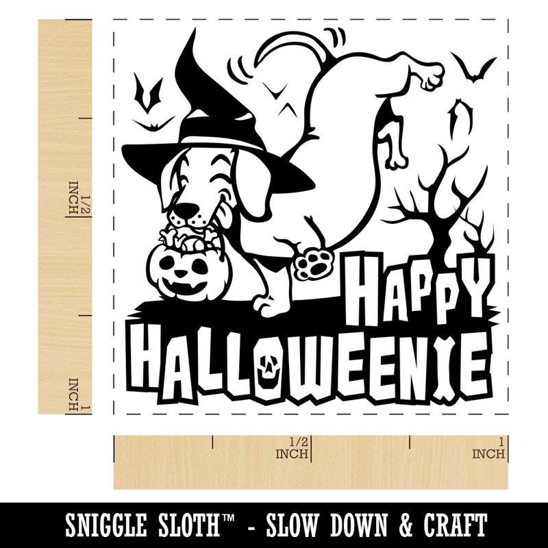 Happy Halloweenie Dachshund Weiner Dog Halloween Self-Inking Rubber Stamp Ink Stamper