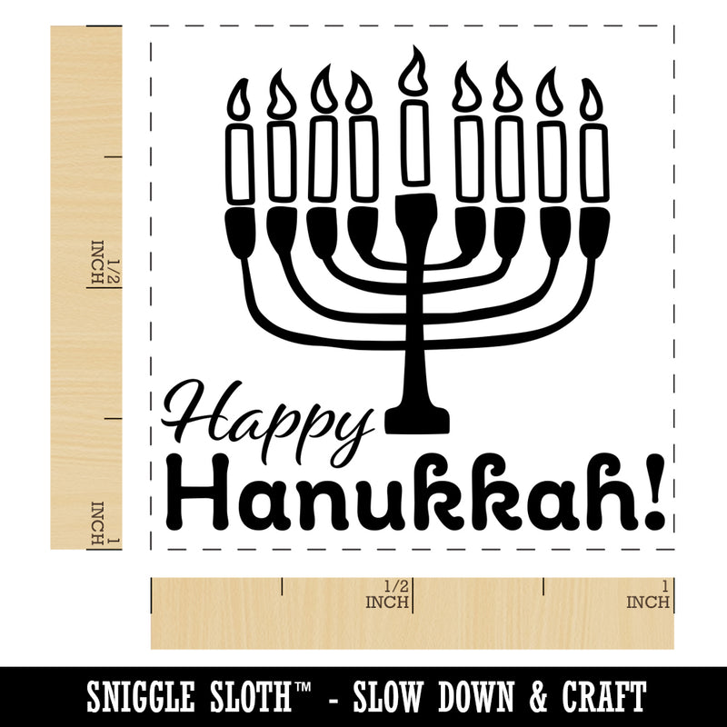 Happy Hanukkah with Menorah Self-Inking Rubber Stamp Ink Stamper