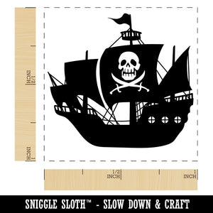 Haunted Ghost Pirate Ship with Jolly Roger Self-Inking Rubber Stamp Ink Stamper
