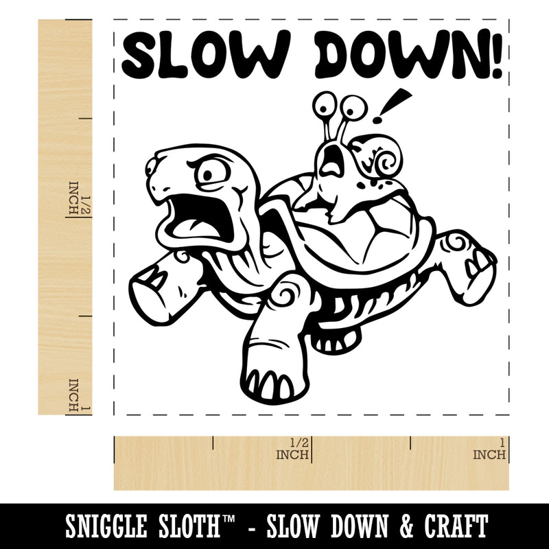 Slow Down Turtle Tortoise and Snail Self-Inking Rubber Stamp Ink Stamper