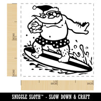 Surfing Santa Claus Christmas Self-Inking Rubber Stamp Ink Stamper