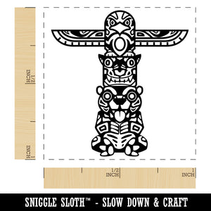 Totem Pole With Eagle Wolf and Bear Self-Inking Rubber Stamp Ink Stamper