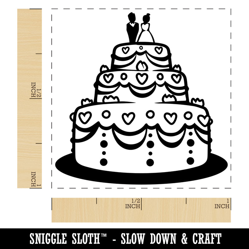 Wedding Cake with Bride and Groom Self-Inking Rubber Stamp Ink Stamper