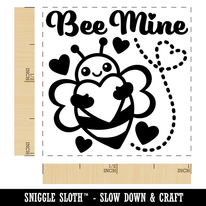 Bee Be Mine Love Hugging Heart Valentine's Day Self-Inking Rubber Stamp Ink Stamper