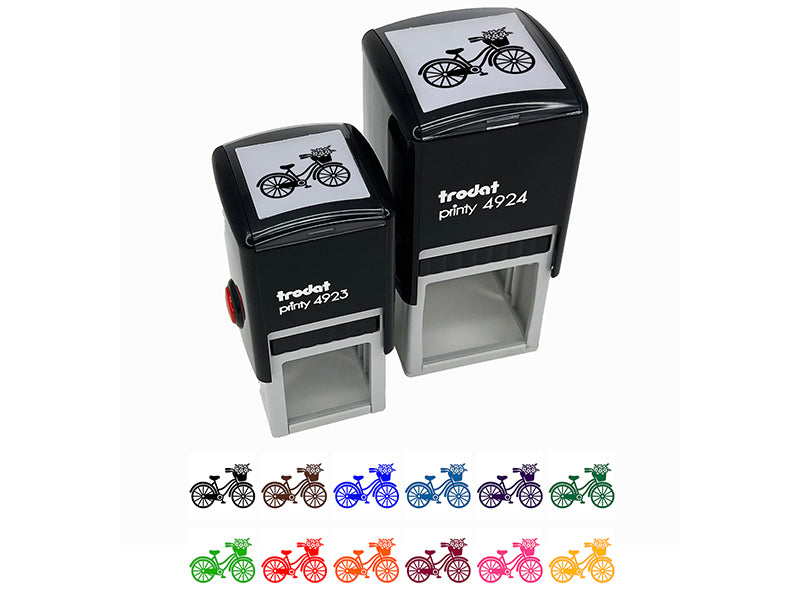 Bike with Flowers Self-Inking Rubber Stamp Ink Stamper