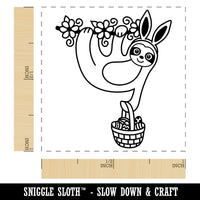 Easter Sloth with Bunny Ears and Basket Self-Inking Rubber Stamp Ink Stamper