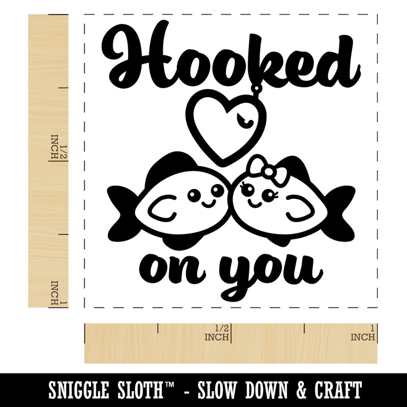 Hooked On You Fish Love Anniversary Valentine's Day Self-Inking Rubber Stamp Ink Stamper