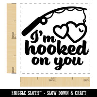 I'm Hooked On You Fishing Pole Love Anniversary Valentine's Day Self-Inking Rubber Stamp Ink Stamper