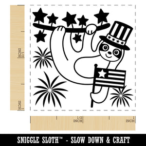 Patriotic Sloth July 4th Independence Day USA United States of America Self-Inking Rubber Stamp Ink Stamper