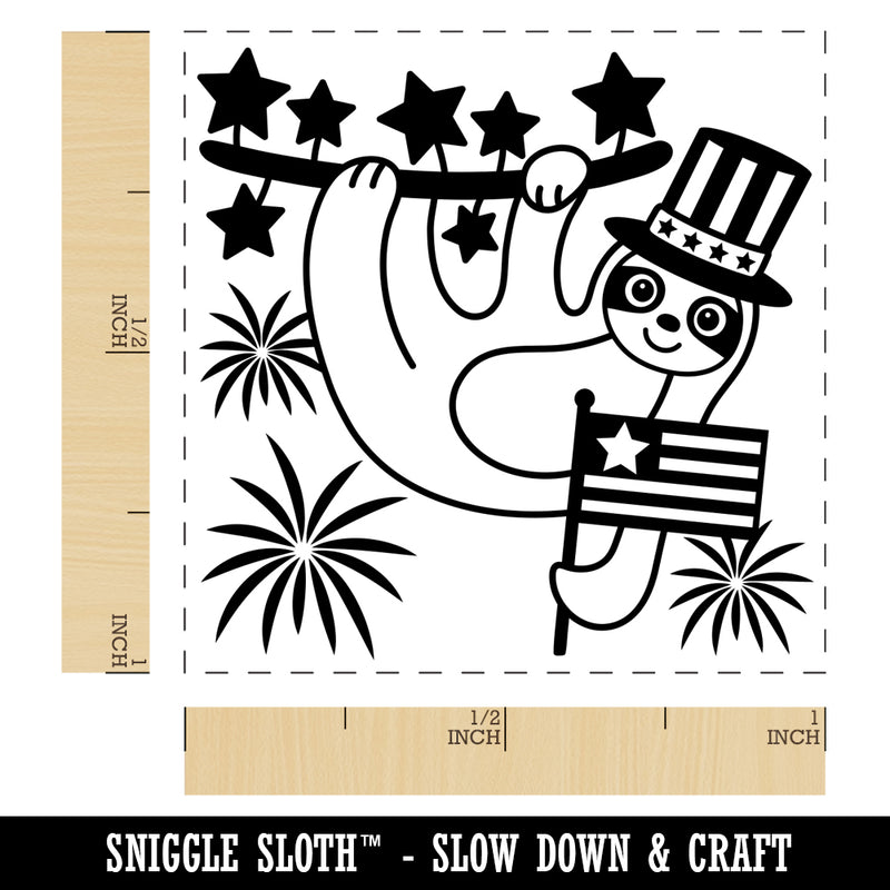 Patriotic Sloth July 4th Independence Day USA United States of America Self-Inking Rubber Stamp Ink Stamper