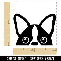 Peeking Boston Terrier Dog Self-Inking Rubber Stamp Ink Stamper
