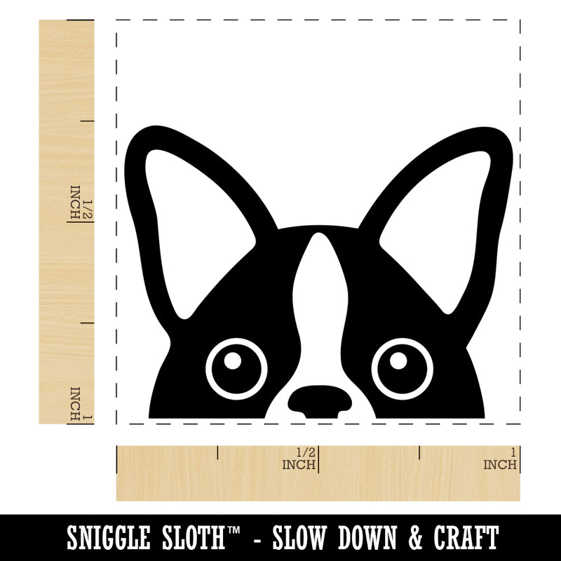 Peeking Boston Terrier Dog Self-Inking Rubber Stamp Ink Stamper
