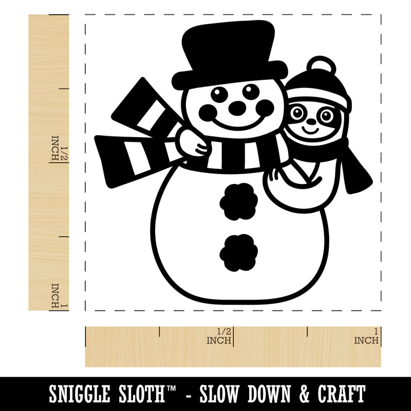 Sloth and Snowman Winter Friends Self-Inking Rubber Stamp Ink Stamper