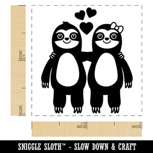 Sloth Friends Love Anniversary Valentine's Day Self-Inking Rubber Stamp Ink Stamper