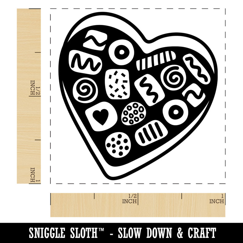 Valentine's Day Heart Box Of Chocolates Self-Inking Rubber Stamp Ink Stamper