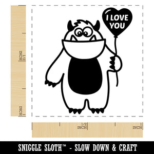 Valentine's Day Monster Heart Balloon I Love You Anniversary Self-Inking Rubber Stamp Ink Stamper