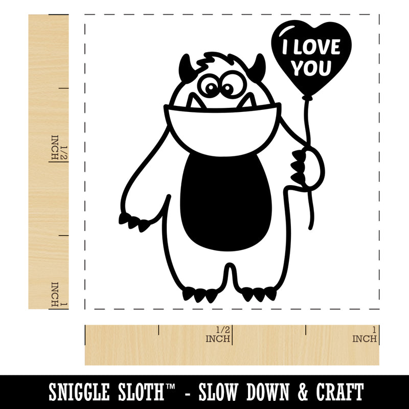 Valentine's Day Monster Heart Balloon I Love You Anniversary Self-Inking Rubber Stamp Ink Stamper