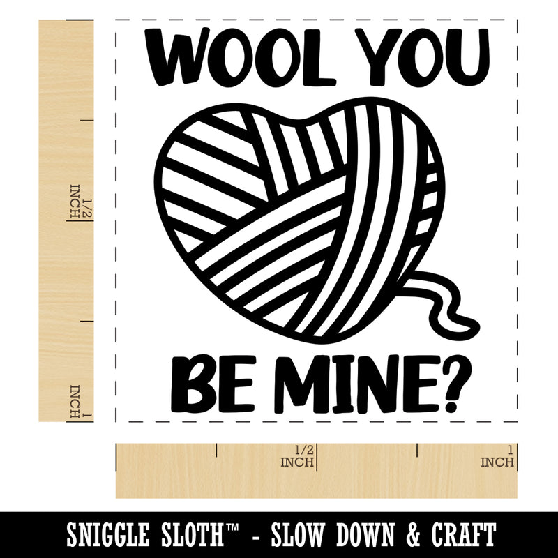 Wool Will You Be Mine Heart Yarn Love Valentine's Day Self-Inking Rubber Stamp Ink Stamper