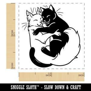 Black and White Cats Cuddling Love Anniversary Valentine's Day Self-Inking Rubber Stamp Ink Stamper