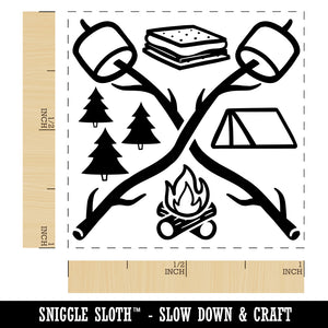 Camping S'mores Campfire Tent Marshmallows Self-Inking Rubber Stamp Ink Stamper