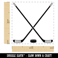 Crossed Hockey Sticks with Puck Self-Inking Rubber Stamp Ink Stamper