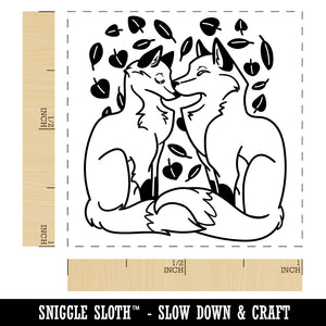 Foxes in Love Couple Anniversary Valentine's Day Self-Inking Rubber Stamp Ink Stamper