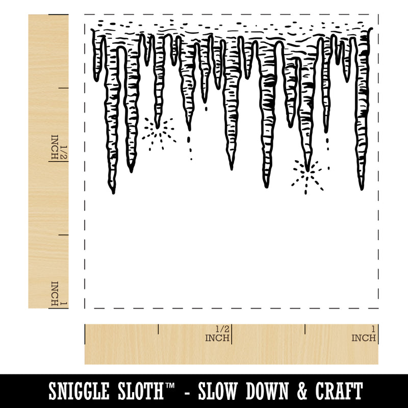 Hanging Winter Icicles Self-Inking Rubber Stamp Ink Stamper