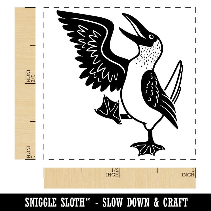 Happy Blue Footed Booby Bird Self-Inking Rubber Stamp Ink Stamper