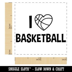 I Love Basketball Heart Shaped Ball Sports Self-Inking Rubber Stamp Ink Stamper