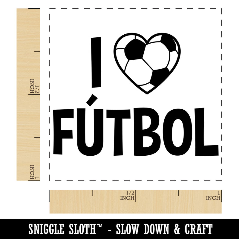 I Love Futbol Soccer Heart Shaped Ball Sports Self-Inking Rubber Stamp Ink Stamper