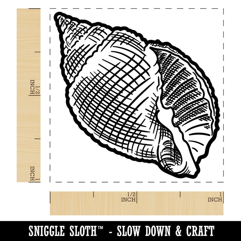 Nutmeg Shell Hashmark Shaded Beach Seashell Self-Inking Rubber Stamp Ink Stamper