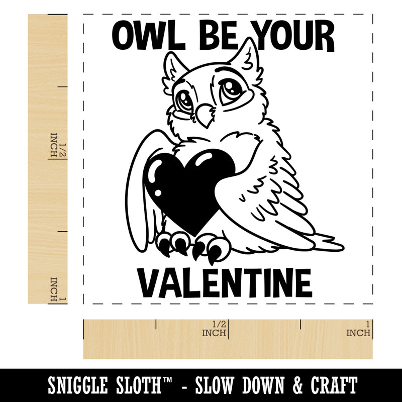 Owl I'll Be Your Valentine Love Self-Inking Rubber Stamp Ink Stamper