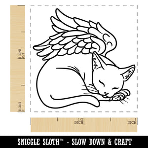 Sleeping Angel Cat Loss of Pet Self-Inking Rubber Stamp Ink Stamper