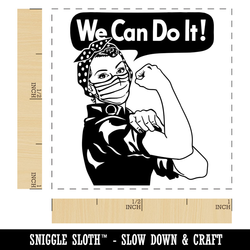 We Can Do It Rosie the Riveter Wearing a Mask Pandemic Encouragement Self-Inking Rubber Stamp Ink Stamper
