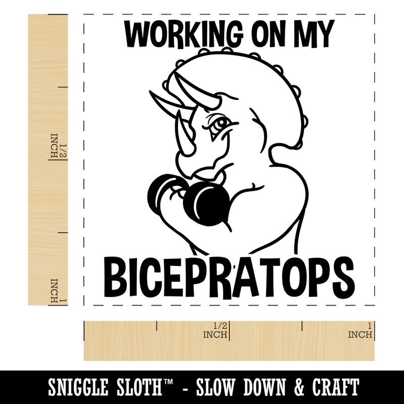 Working on My Bicepratops Triceratops Dinosaur Weightlifting Self-Inking Rubber Stamp Ink Stamper