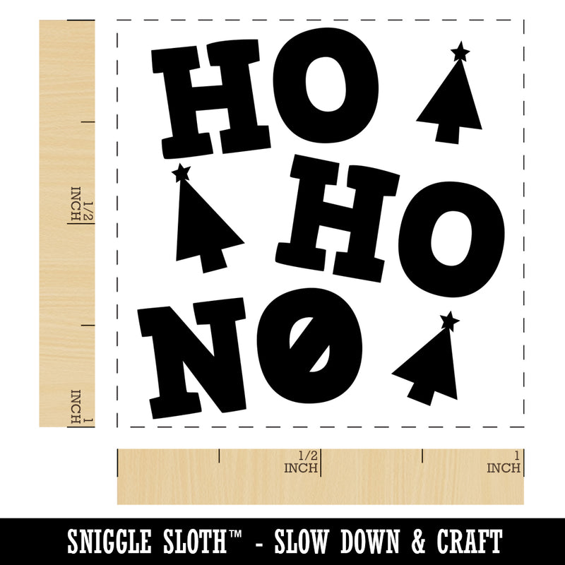 Ho Ho No Funny Christmas with Xmas Trees Self-Inking Rubber Stamp Ink Stamper