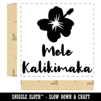 Mele Kalikimaka Hawaiian Merry Christmas Hibiscus Flower Self-Inking Rubber Stamp Ink Stamper