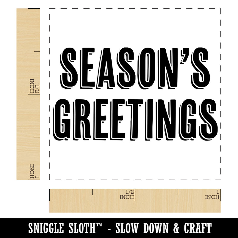 Season's Greetings Christmas Drop Shadow Text Self-Inking Rubber Stamp Ink Stamper