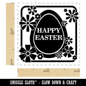 Happy Easter Egg Silhouette And Flowers Self-Inking Rubber Stamp Ink Stamper