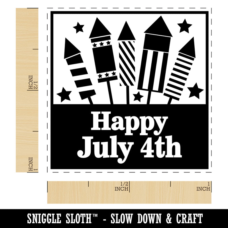 Happy July 4th Independence Day With Fireworks Self-Inking Rubber Stamp Ink Stamper