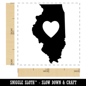 Illinois State with Heart Self-Inking Rubber Stamp Ink Stamper